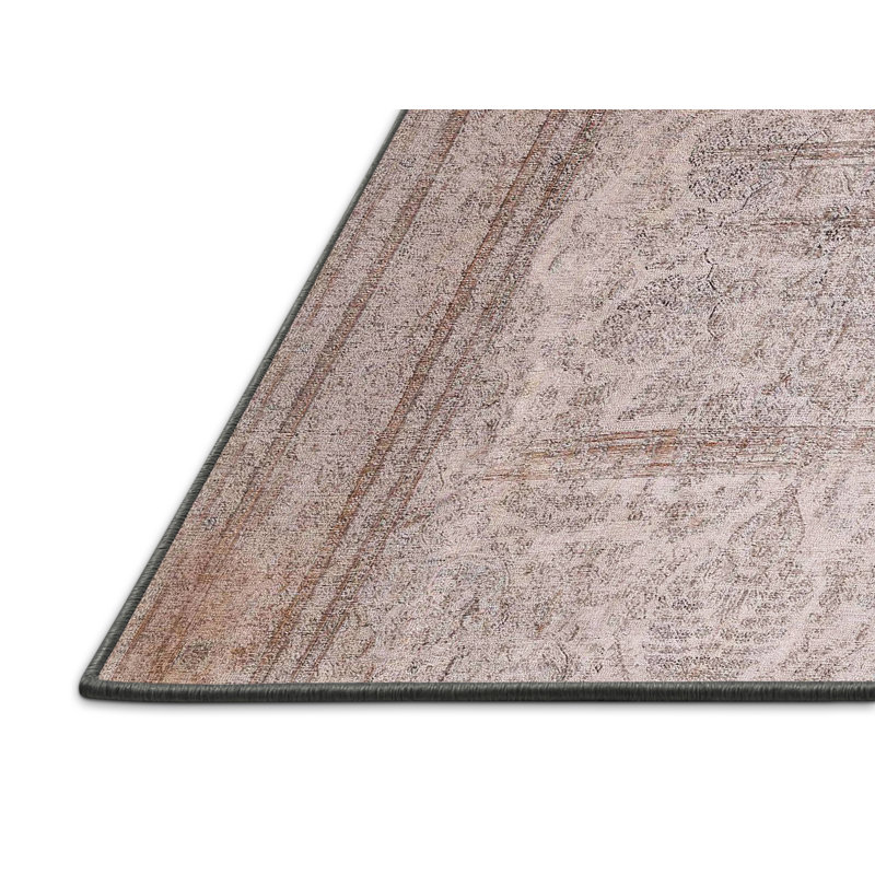 Tapis beige/palmier contemporain, Rectangle 2 pi x 4 pi