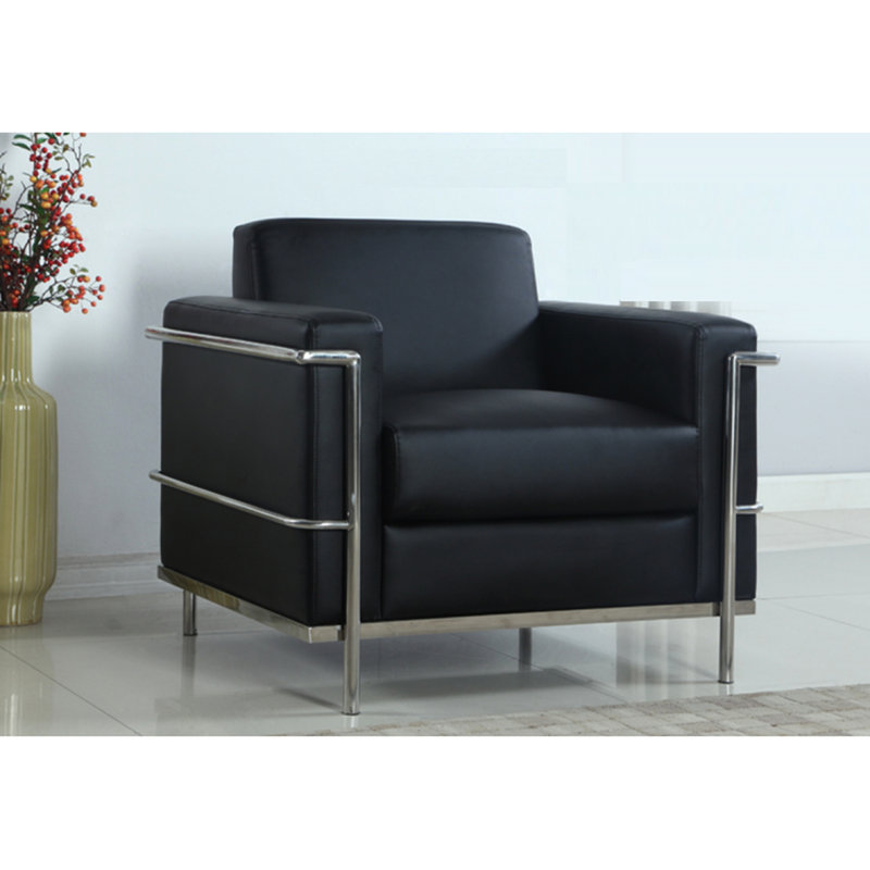 Chaise d'appoint contemporaine rembourrée en similicuir avec cadre, pour bureau, chambre à coucher moderne idéale pour club de 31,5 po de largeur, largeur de 35,5 po