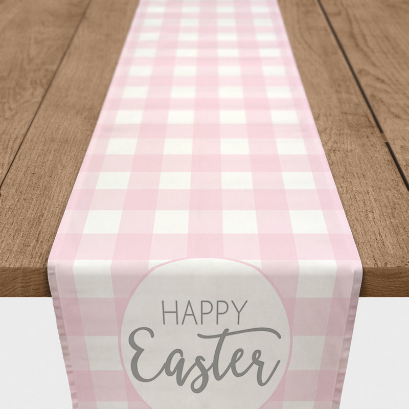 Kerkhoven Happy Easter Buffalo Check Table Runner, 72" x 16"