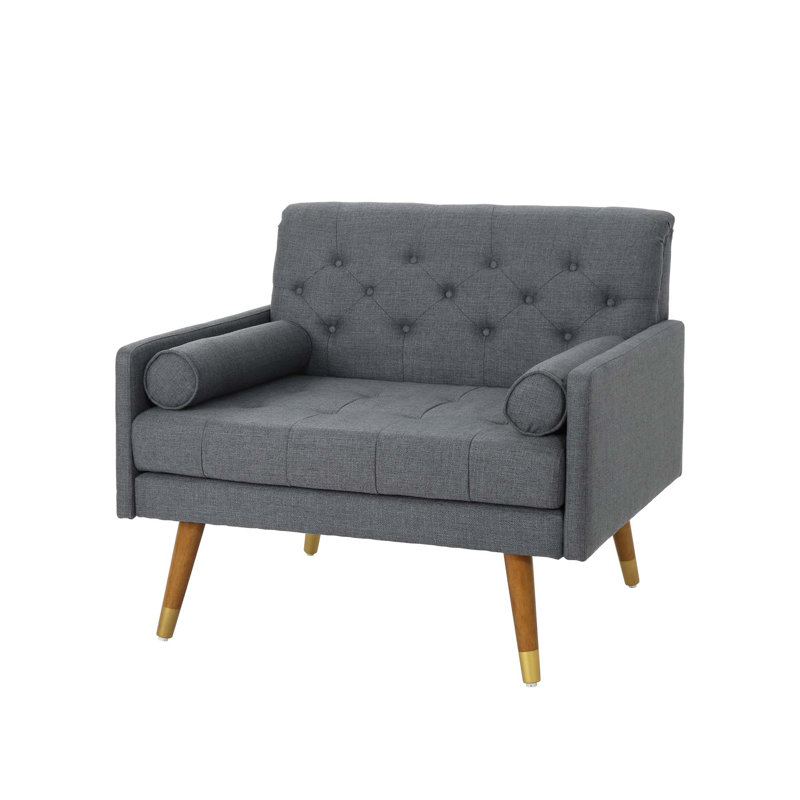 Upholstered Club Chair, Dark Gray Fabric