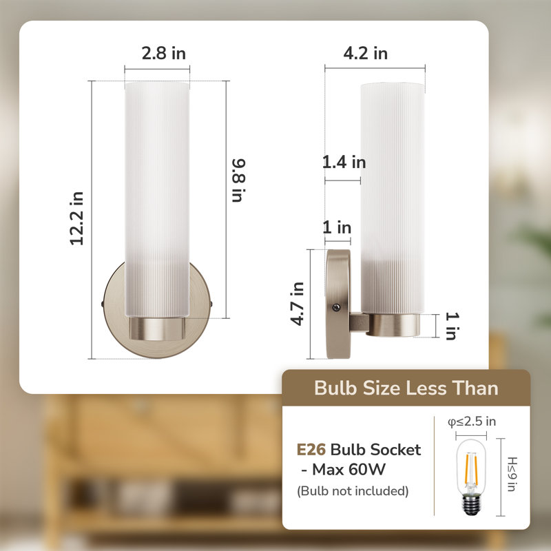 Wall Armed Sconce Bathroom Vanity Light, Brushed Nickel