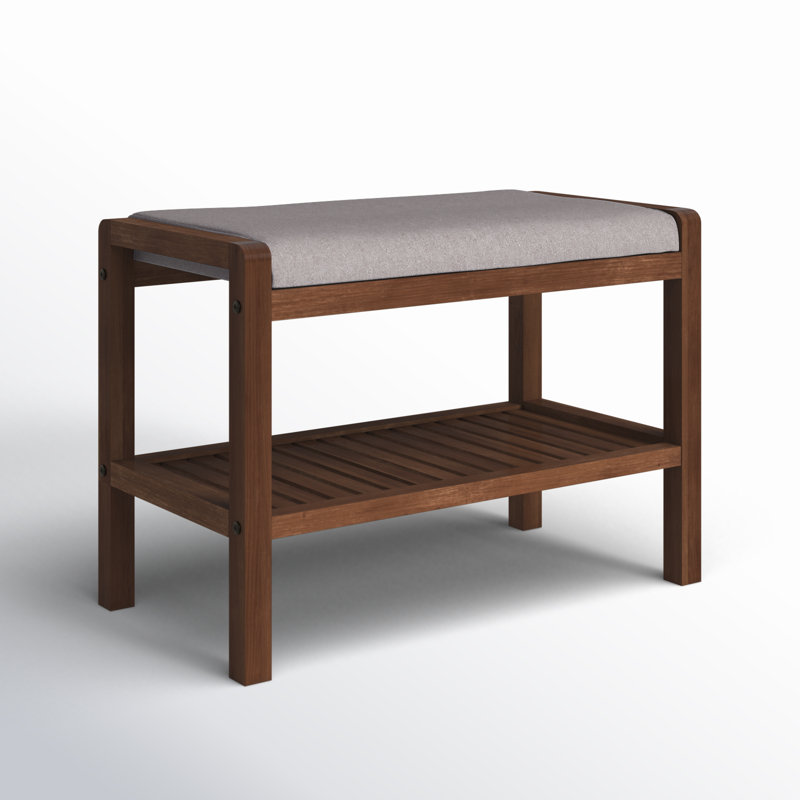 Banc de rangement pour chaussures rembourré Knarr, Brun brossé