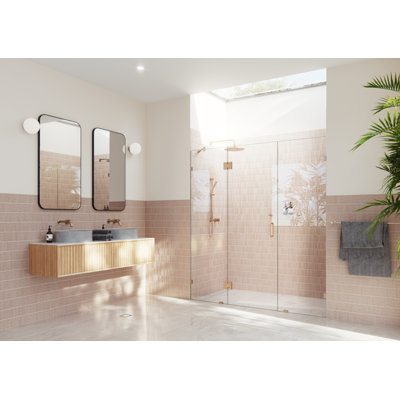 Stellar 67 in. x 78 in. Fully Frameless 3 Panel Inline Hinge Shower Door