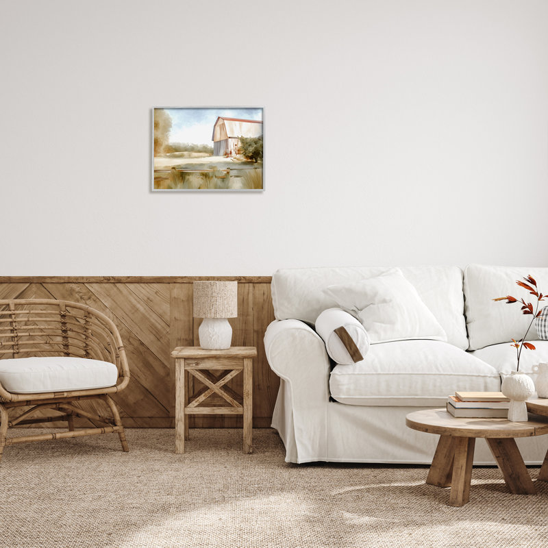 Gray Framed Barn in Rural Farmland Canvas Print, 20" x 16"