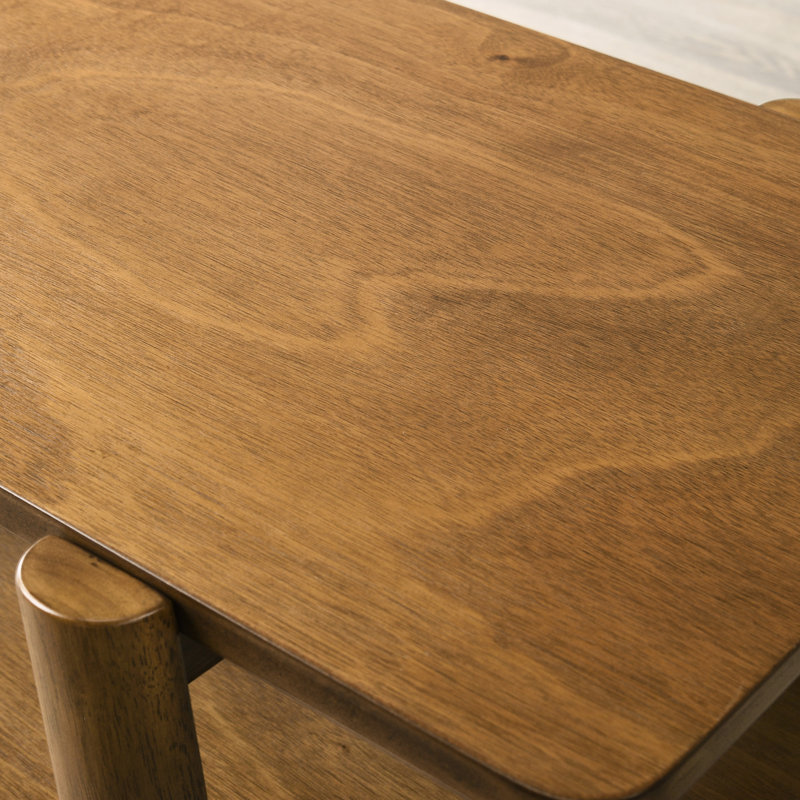 Table basse 3 de style Mid-Century moderne, couleur noyer et 3 tablettes avec tablettes stables