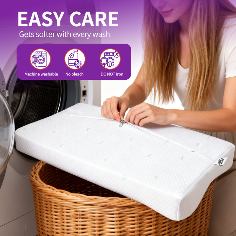  Oreiller ergonomique ergonomique en mousse à mémoire de forme avec housse en Tencel rafraîchissant, oreiller de soutien du cou pour les dormeurs latéraux et arrières, grand