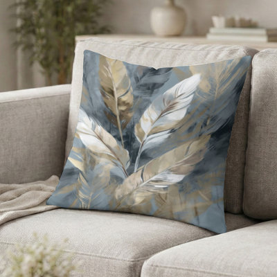 Coussin Boho Feather - Or et gris