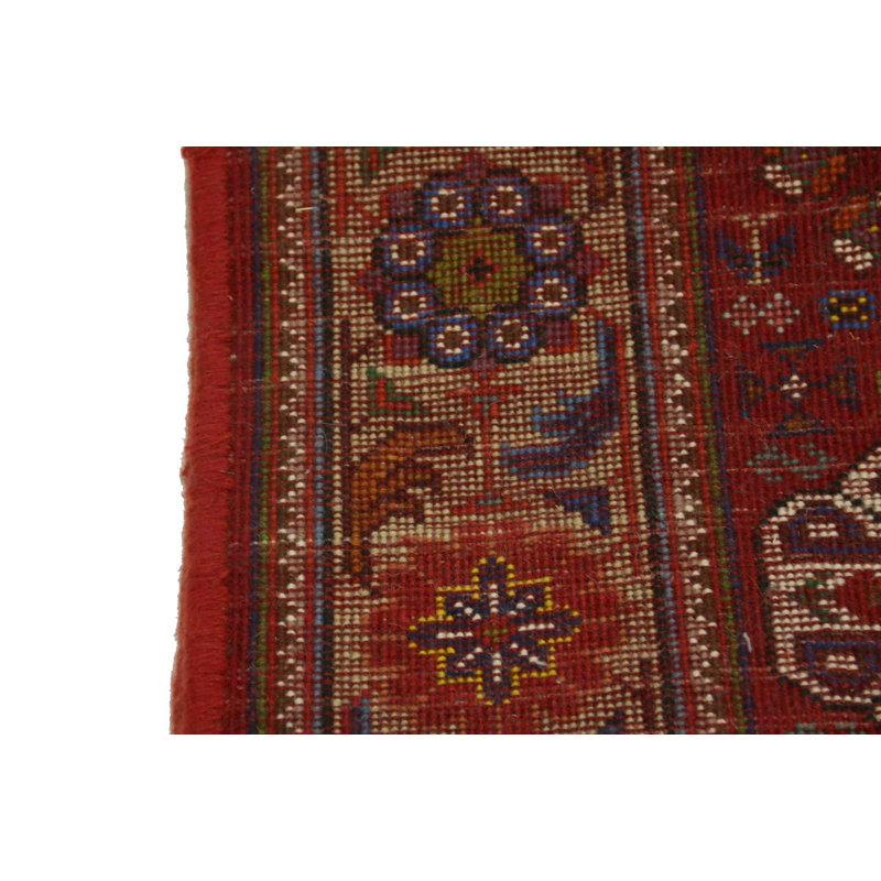Tapis unique en laine noué à la main rouge cerise des années 2010 3 pi 6 po x 5 pi 3 po Amoi
