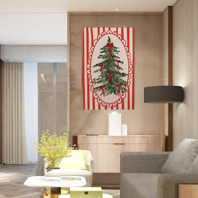 Arbre de Noël rayé, art mural 24 po x 36 po