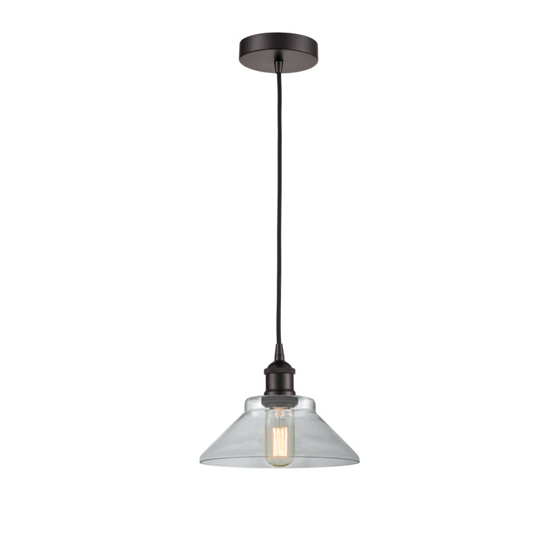 Luminaire suspendu conique à 1 lumière Choccolocco, Transparent, Bronze huilé