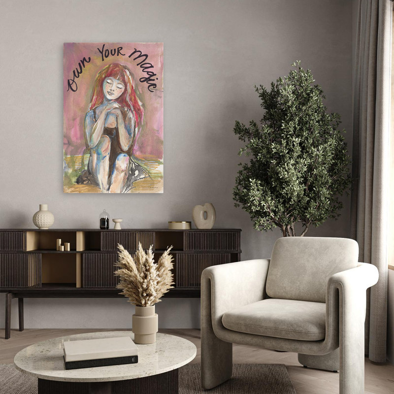 «Owners Your Own Magic» - Art contemporain «Girl Your Your Magic», H 24 po x l 36 po