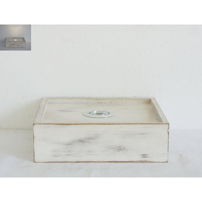 Santino Square Floating Shelf with Lights, 3" H x 7" W x 7" D, Black