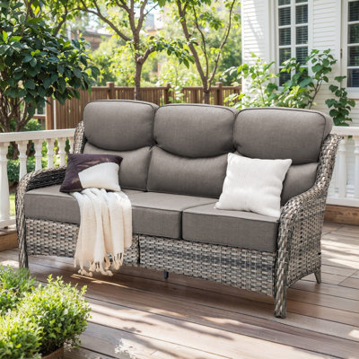 Wickes Patio Outdoor PE Wicker Sofa With 6" Thickness Cushions