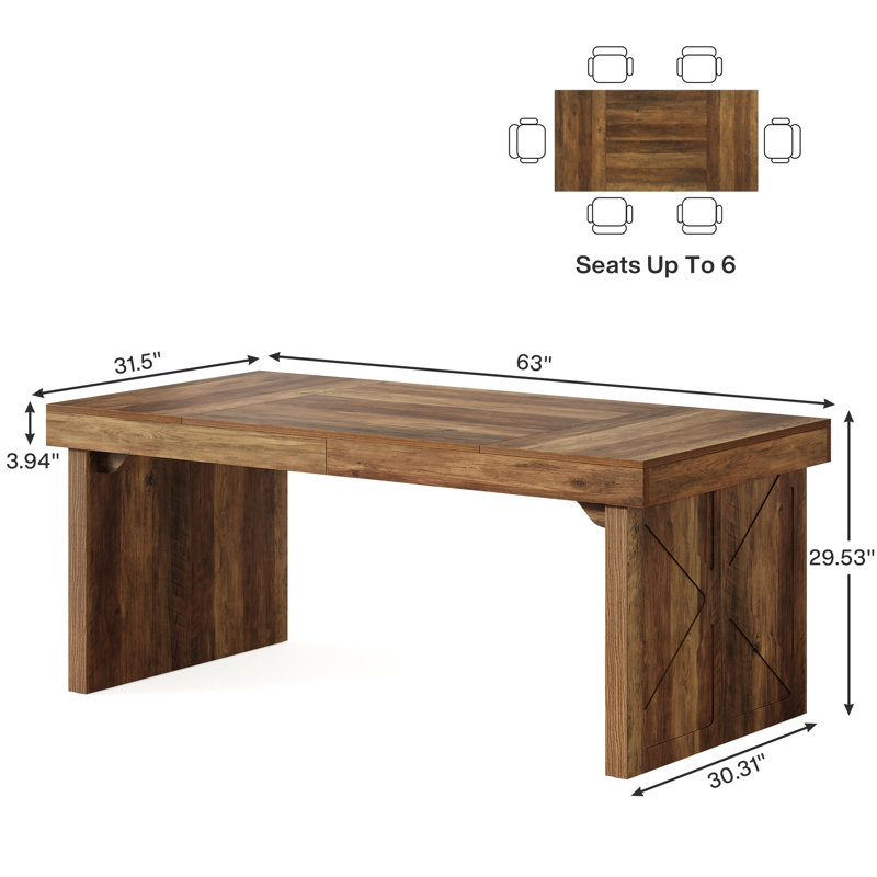 Rustic Rectangular Wood  Dining Table