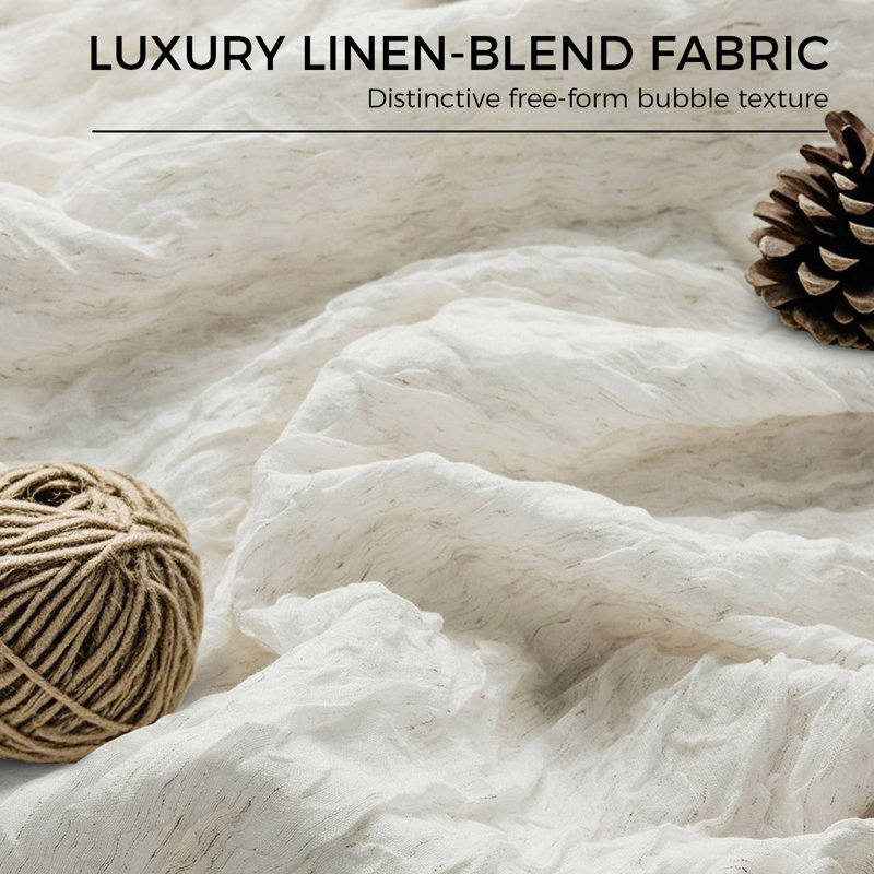 Linen blend crushed textured semi sheer curtains Neutral Modern Farmhouse for Living room Bedroom Darpes, Natural Linen