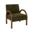 Chaise d'appoint en velours avec accoudoirs arqués en bois