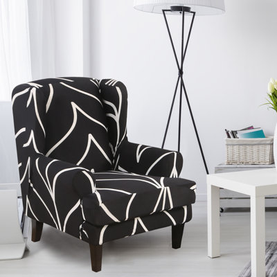 2-Pieces Print Tiger Stool Sofa Cover - Wing Back Chair Slipcovers,Detachable, And Washable
