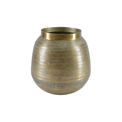  Sonali Gold Metal Vase – Decorative Vase For Faux Flowers, Dried Arrangements, Table Centerpiece For Living Room, Entryway Or Events, 8" Diameter & 8” Tall