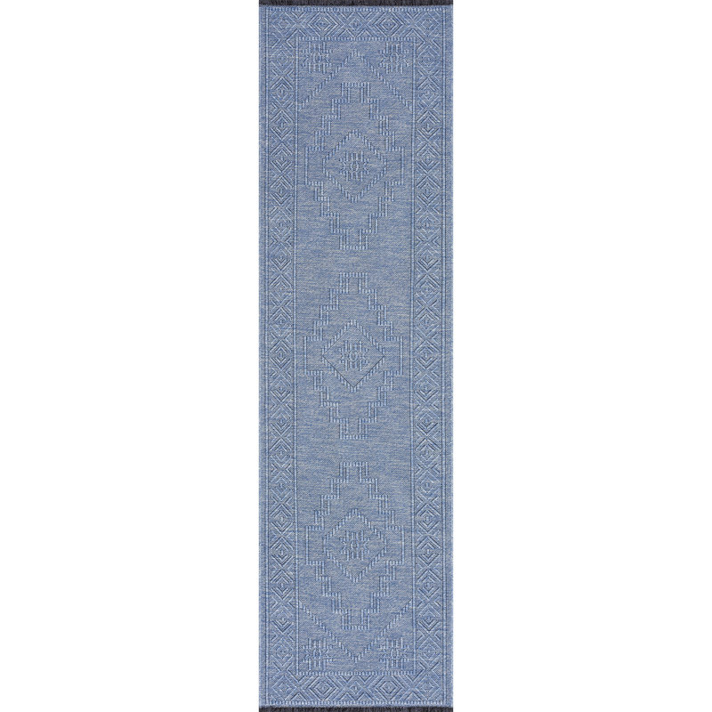 Tapis bleu antidérapant Breleigh, Tapis de couloir 2 pi 3 po x 7 pi 7 po