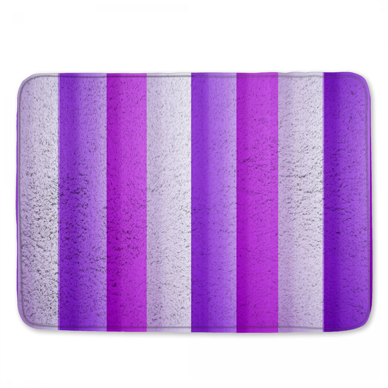 Tapis de bain mauve à rayures verticales, L 24 po x L 17 po