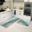 Teal and Gold Marble Texture Home Decor Kitchen Rugs 2 PC