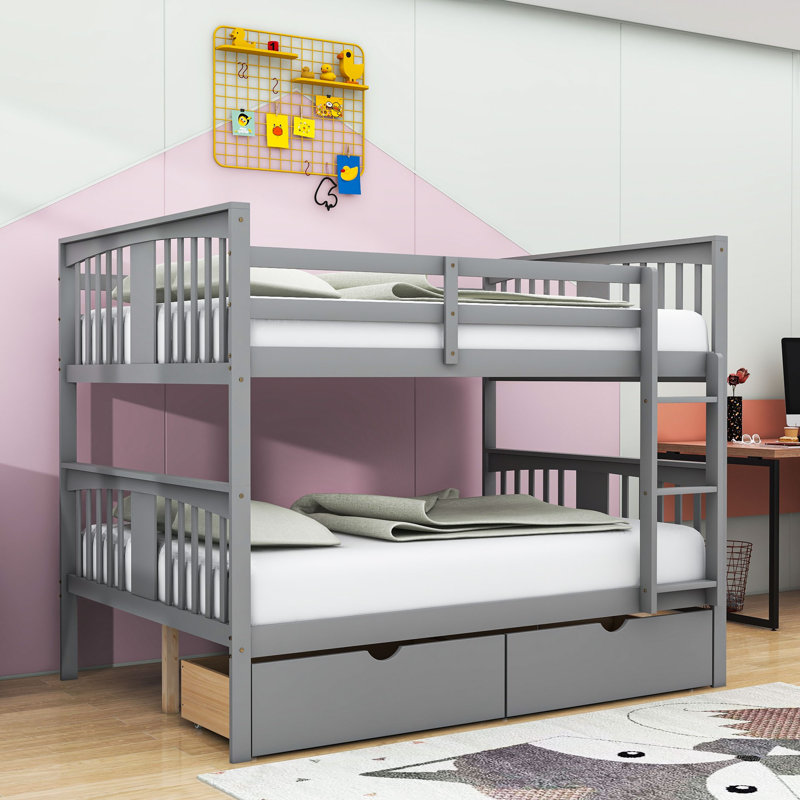 Lit superposé double sur double standard par Harper & Bright Designs, Gris