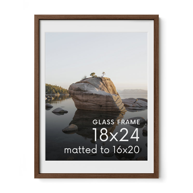 Cadre photo en bois massif avec verre, L 18 po x H 24 po, Noyer