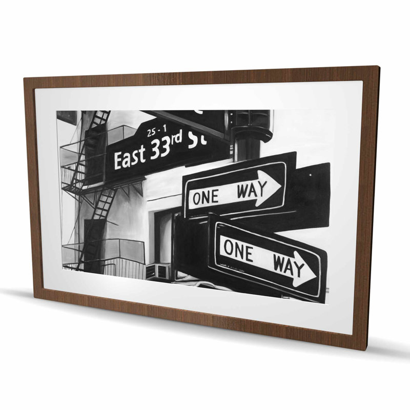 «New York City Signs», reproduction encadrée - noir et blanc