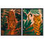 «Jungle Tiger», ensemble de 2 reproductions d'art mural audacieux sur la faune tropicale encadrée pour un décor éclectique de salon ou de bureau-119067836-119067837