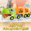 Jouets de camion de dinosaure avec musique et lumières pour les enfants de 2 à 4 ans, jouets de camion de transport avec 6 véhicules en caoutchouc, cadeaux d'anniversaire de Noël pour tout-petit garçon 2 3 4 5 6