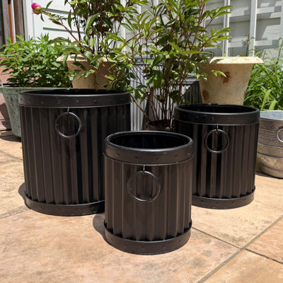 3 Piece Drummer Fluted Planters, 14.25"