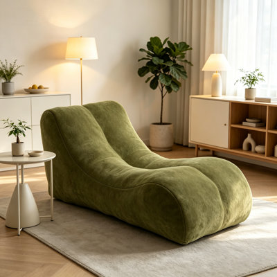 Fauteuil à billes confortable vert olive, canapé en mousse pour jouer et lire