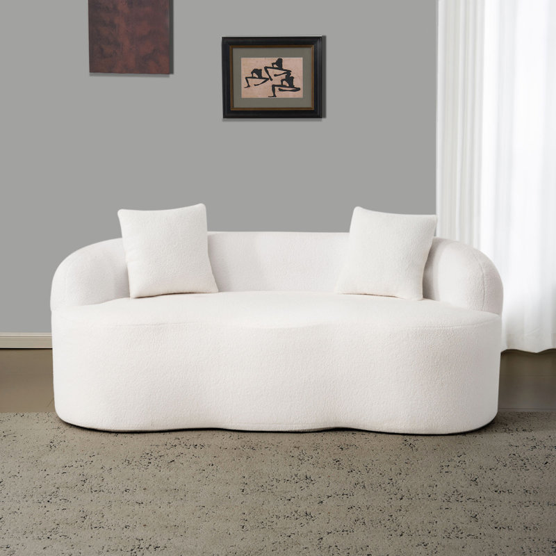 Canapé courbé avec accoudoir rond, canapé à compression avec 2 coussins, aucun assemblage requis pour une installation rapide