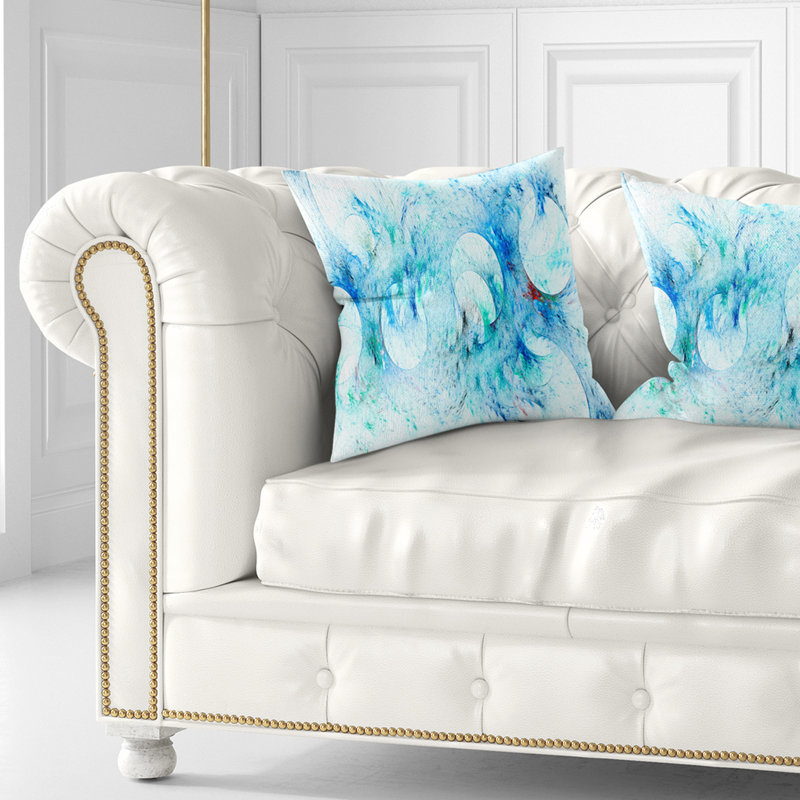 Texture de verre fractal - coussin abstrait imprimé, Carrée, 16 po x 16 po, Bleu