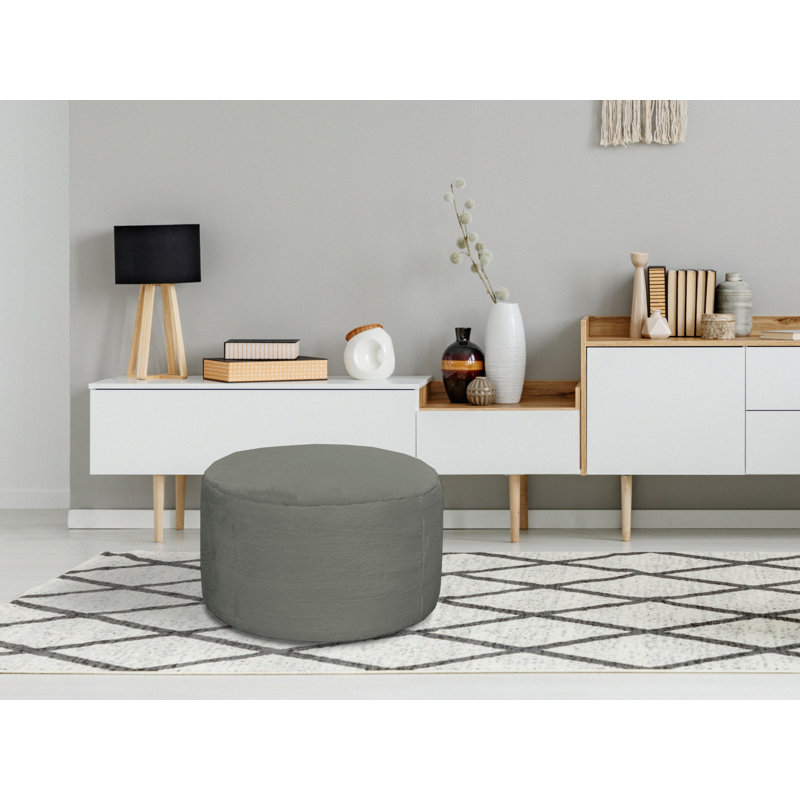 72cm Wide Circle Pouffe Ottoman, Grey