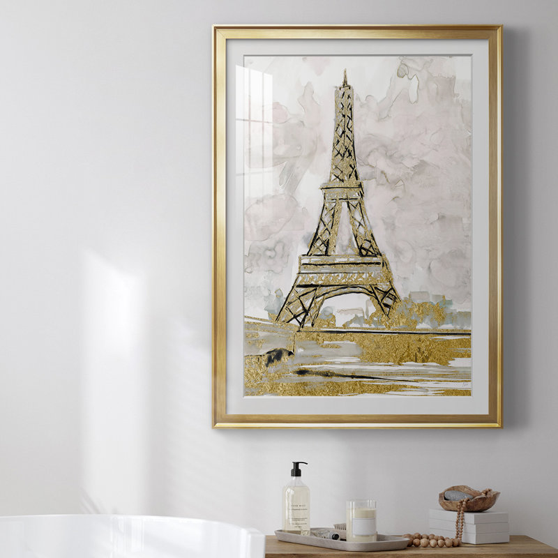 «Eiffel Tower Glitz», reproduction encadrée de qualité supérieure prête à accrocher 47073, L 22,5 po x H 30,5 po, Cadre doré