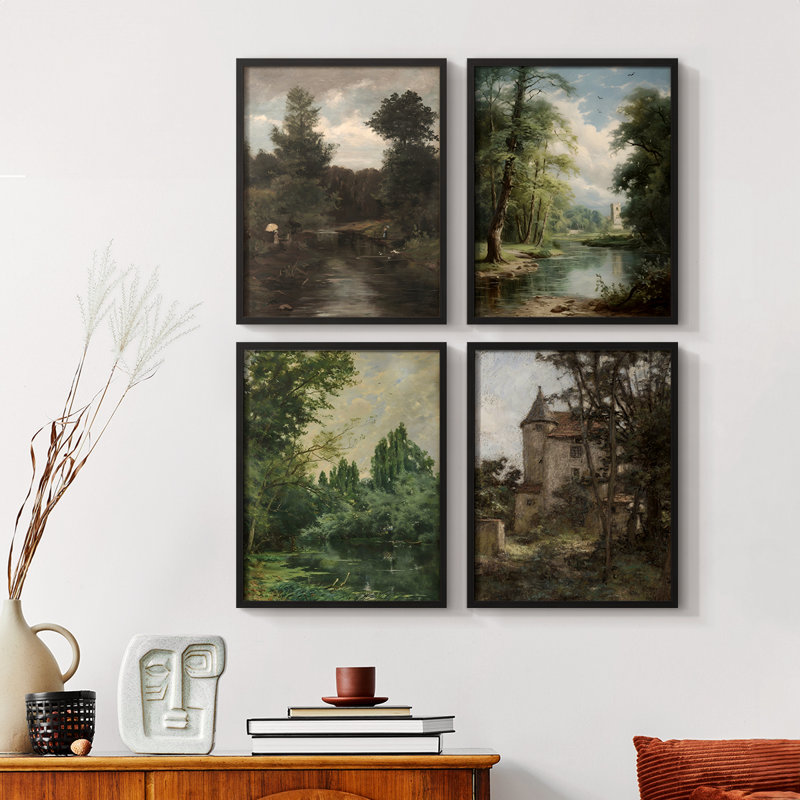 «Vintage Landscape», reproduction encadrée CXCVII, Noyer, H 32 po x l 10 po