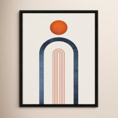Maguire "Minimalist Midcentury Orange Navy I" Print