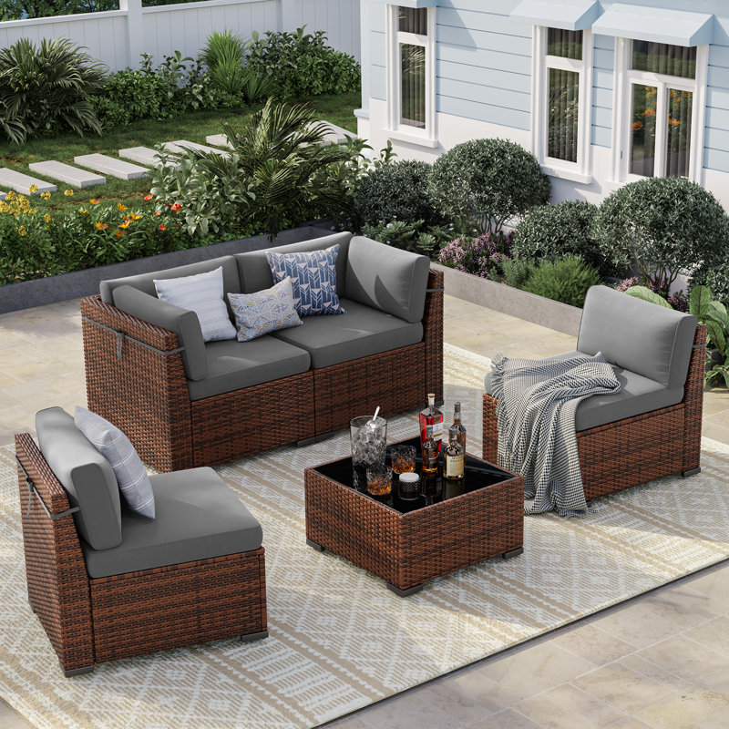 Waldman 4 - Person Outdoor Seating Group with Cushions