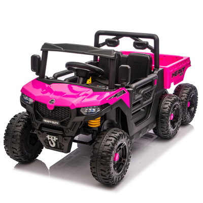 24V 400W  Ride On Six-Wheel Electric Dump Truck W/ PC 2.4G, 4WD Super Performance,Six-Wheel Suspension, Bluetooth &Early Education With Music And Storie,Speeds 1.86-3.11 MPH For  Aged 3-5