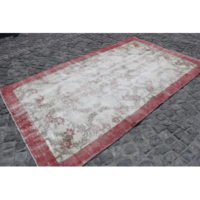 Grand tapis turc Oushak rétro avec pampilles en beige - Idéal pour les salons et les salons