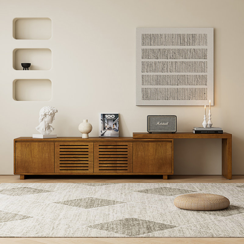 Meuble télé Mid-Century moderne extensible, meuble télé avec console média, meuble d'appoint