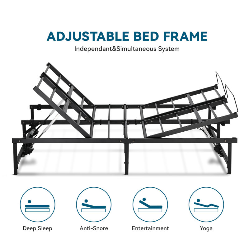 Adjustable Bed Frame Bed Base With Remote Control, Independent Head And Foot Incline, Adjustable Bed Frames With Mattress Holder