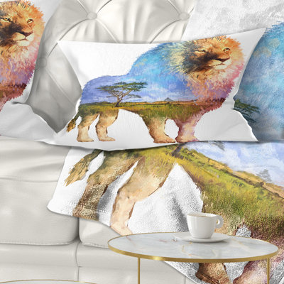 Coussin lombaire à exposition double animal lion