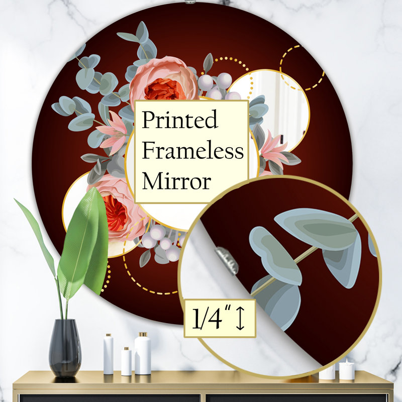 Miroir mural Floral, H 23,6 po x l 23,6 po