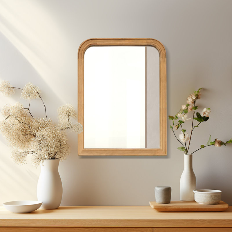 Ancell Solid Wood Mirror, 24" x 18", Natural Wood