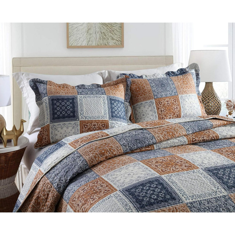 Ensemble de courtepointe 3 pièces pour grand lit avec couvre-oreillers, couvre-lit réversible surdimensionné pour grand lit