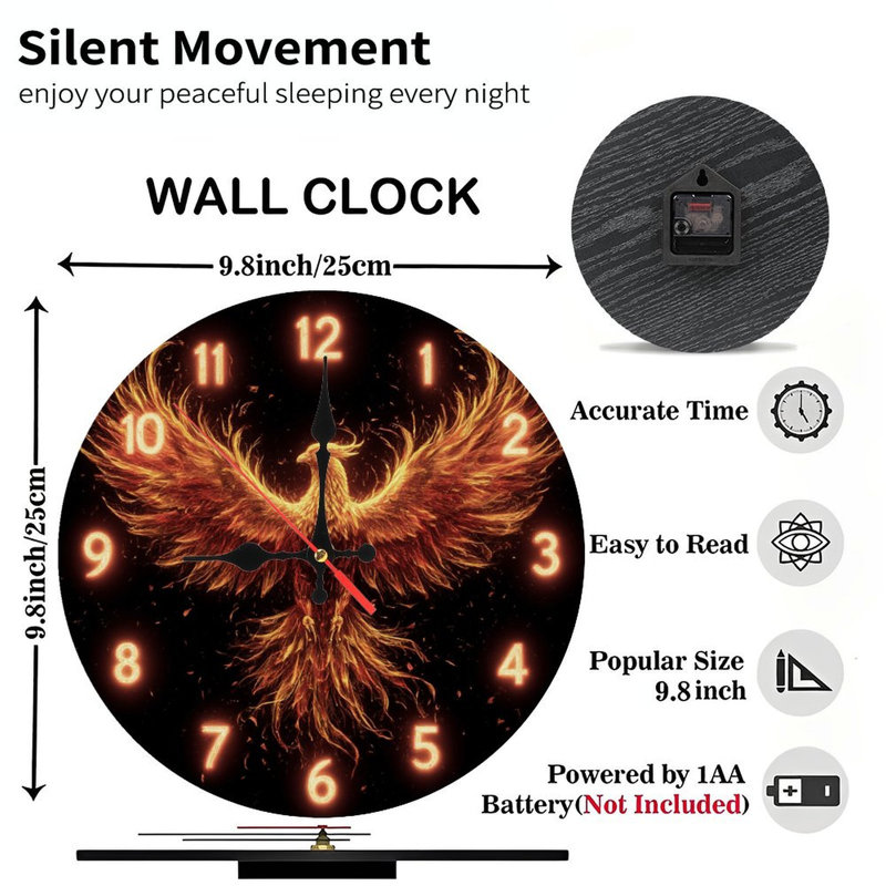 Fiery Phoenix - chiffres de l'horloge