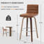Tabouret pivotant rembourré Bomia avec structure en bois massif et dossier en similicuir en L-221022961-147272739