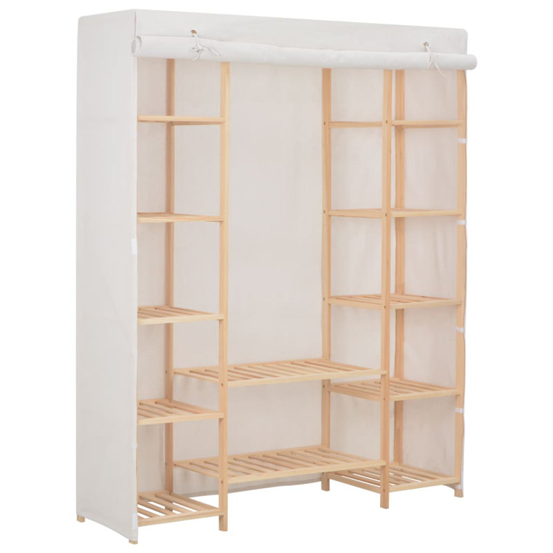1 Door Solid Wood Wardrobe, White